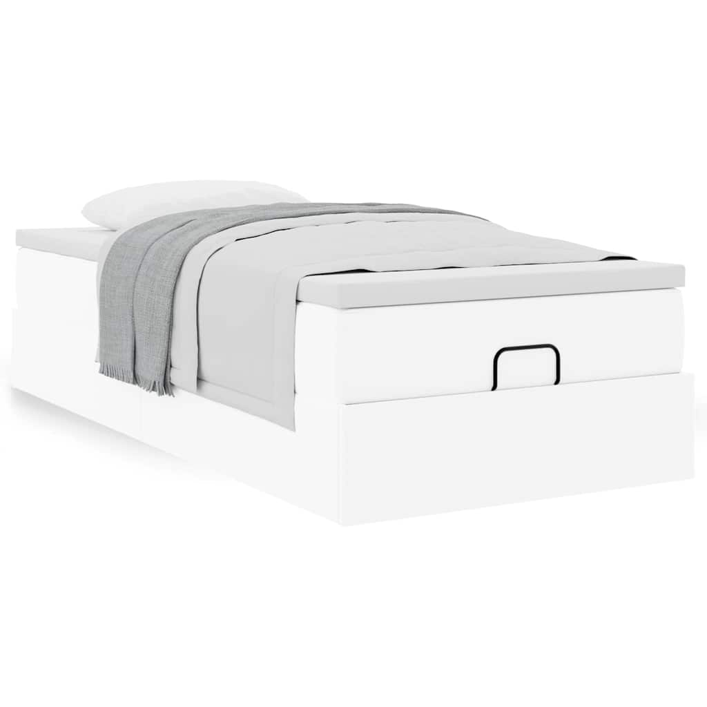 vidaXL Estructura cama otomana colchón cuero sintético blanco 80x200cm