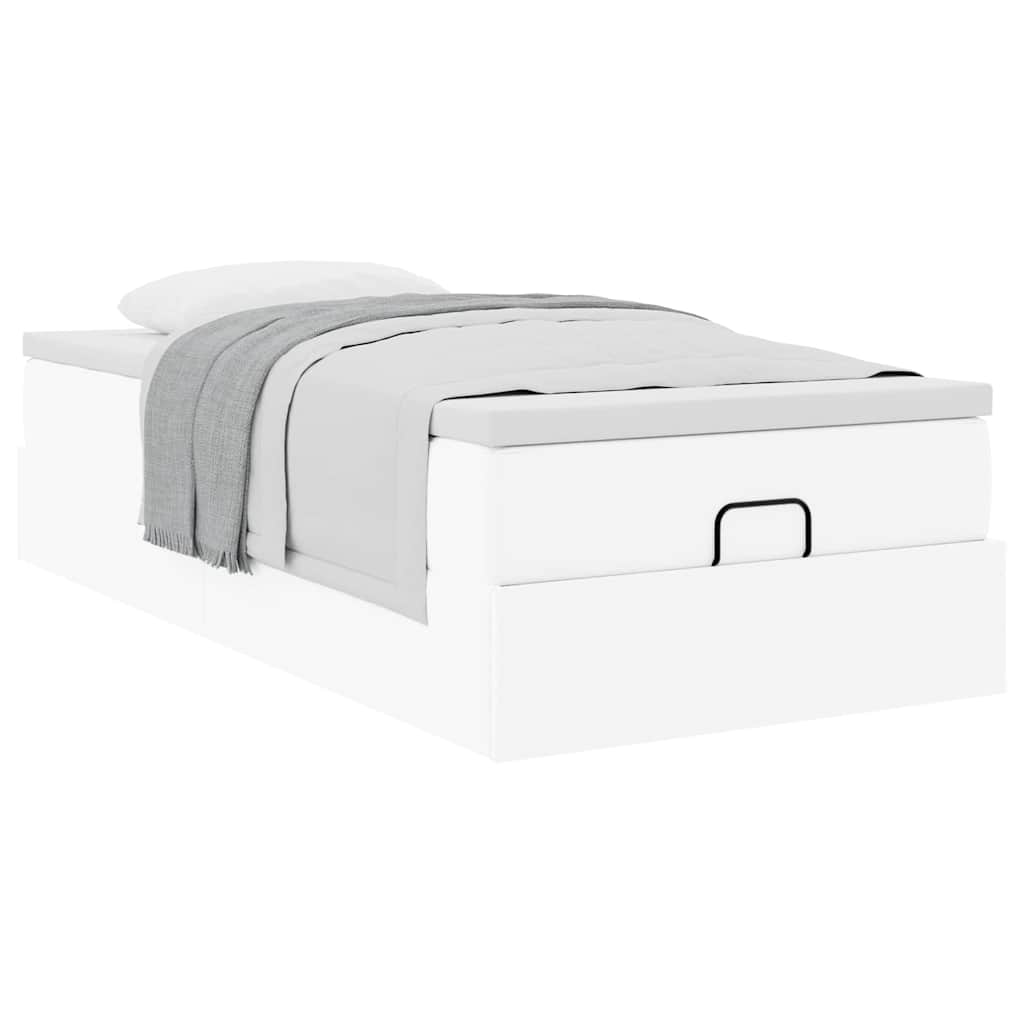 vidaXL Estructura cama otomana colchón cuero sintético blanco 90x190cm