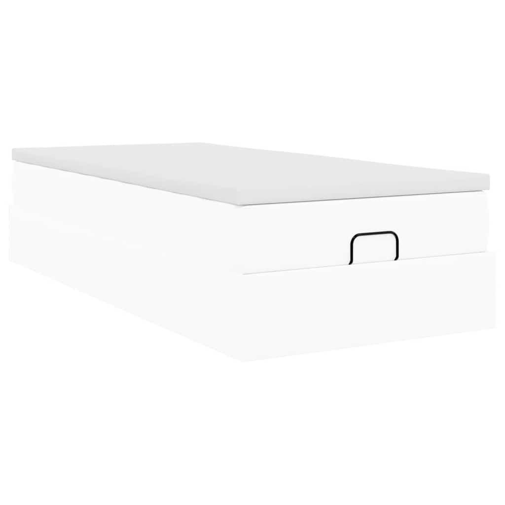 vidaXL Estructura cama otomana colchón cuero sintético blanco 90x190cm