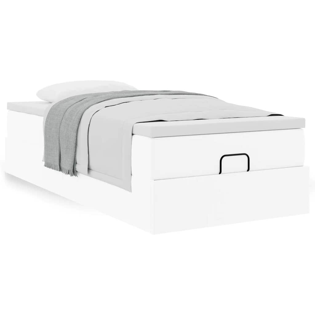 vidaXL Estructura cama otomana colchón cuero sintético blanco 90x190cm