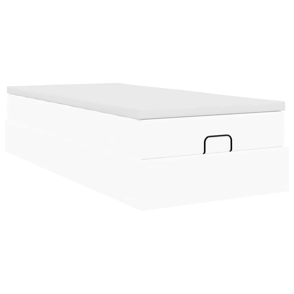 vidaXL Estructura cama otomana colchón cuero sintético blanco 90x200cm