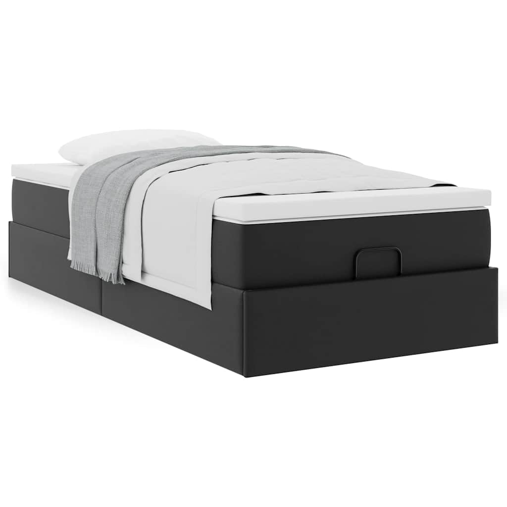 vidaXL Estructura cama otomana colchón cuero sintético negro 100x200cm