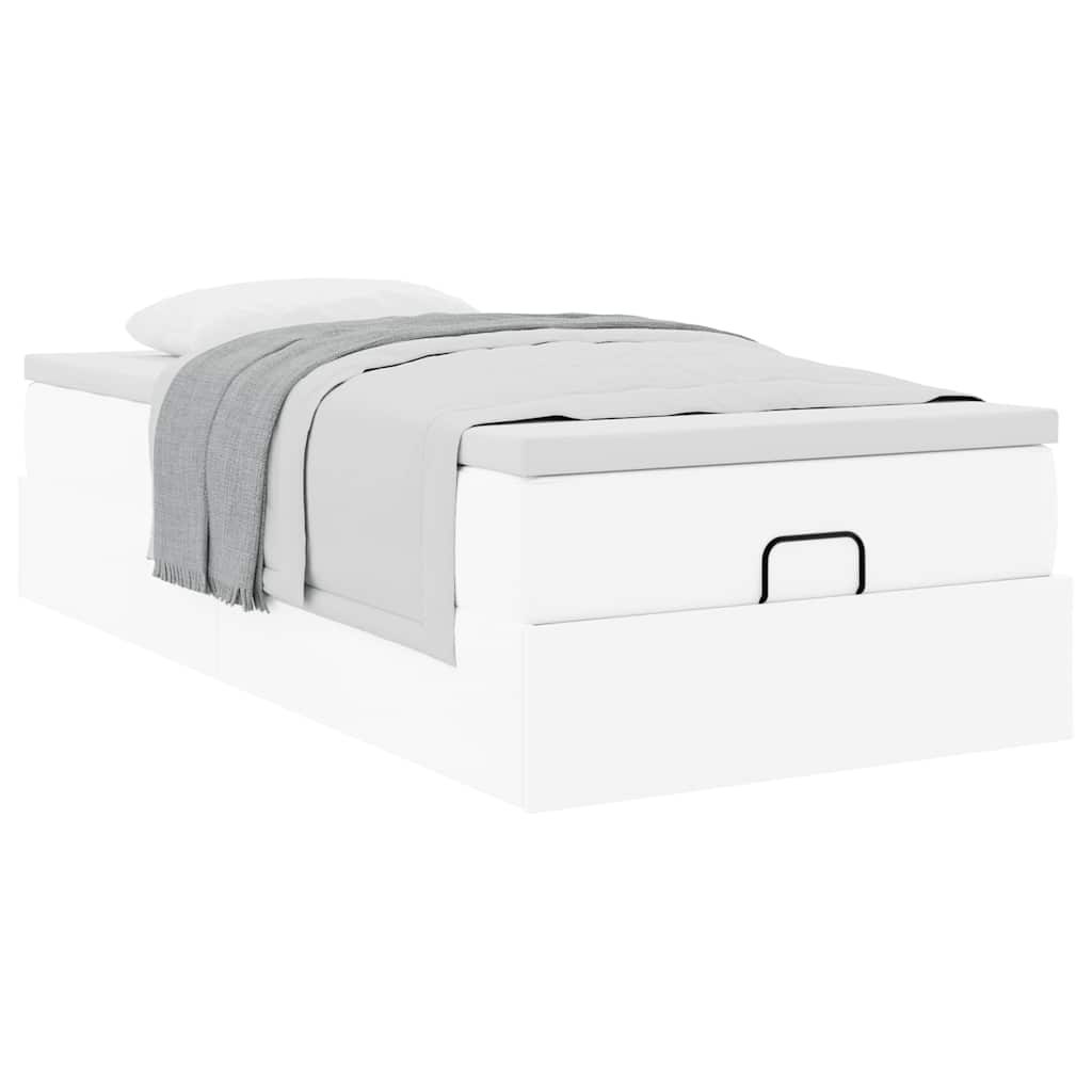 vidaXL Estructura cama otomana colchón cuero sintético blanco