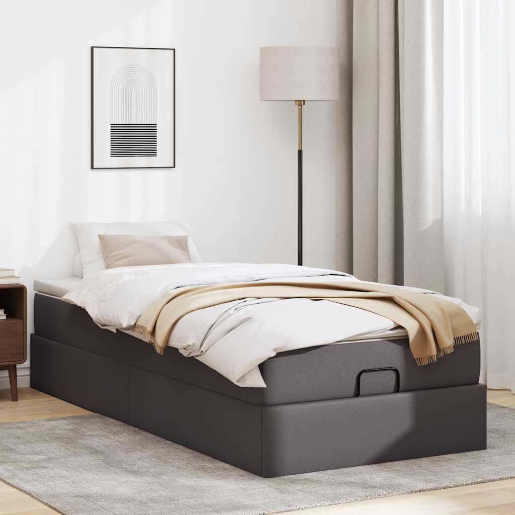 vidaXL Estructura cama otomana colchón cuero sintético gris 100x200cm