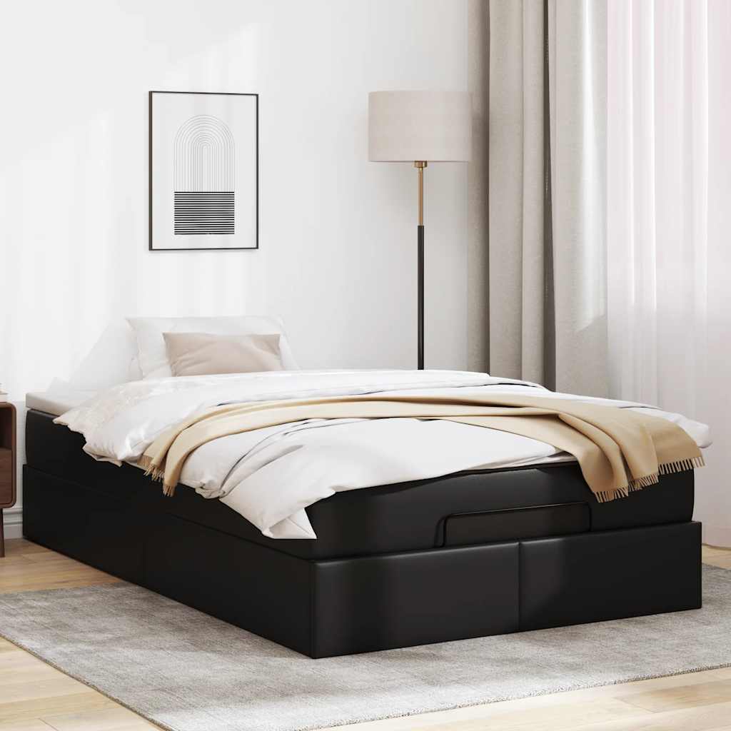 vidaXL Estructura cama otomana colchón cuero sintético negro 120x190cm