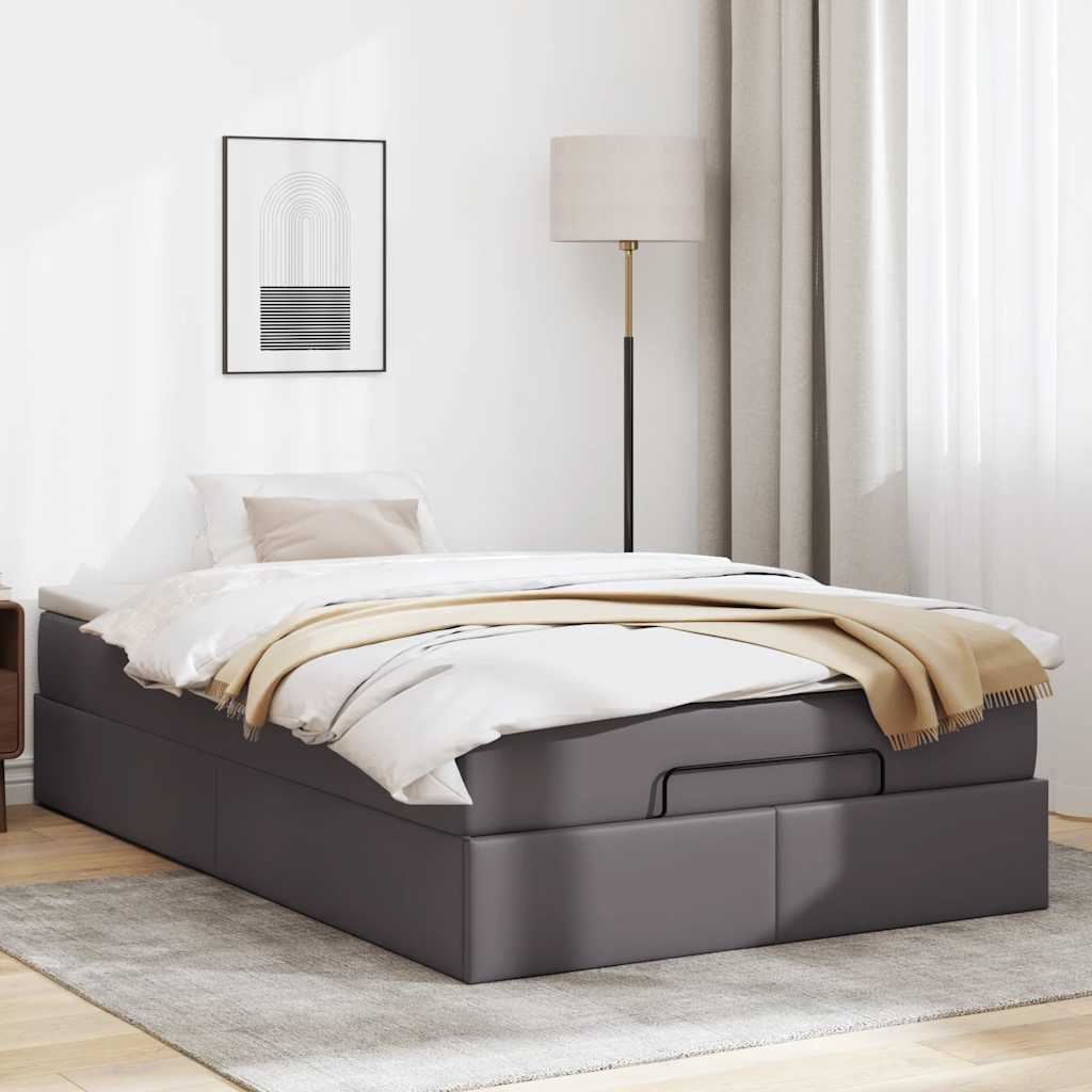 vidaXL Estructura cama otomana colchón gris 120x190 cm cuero sintético