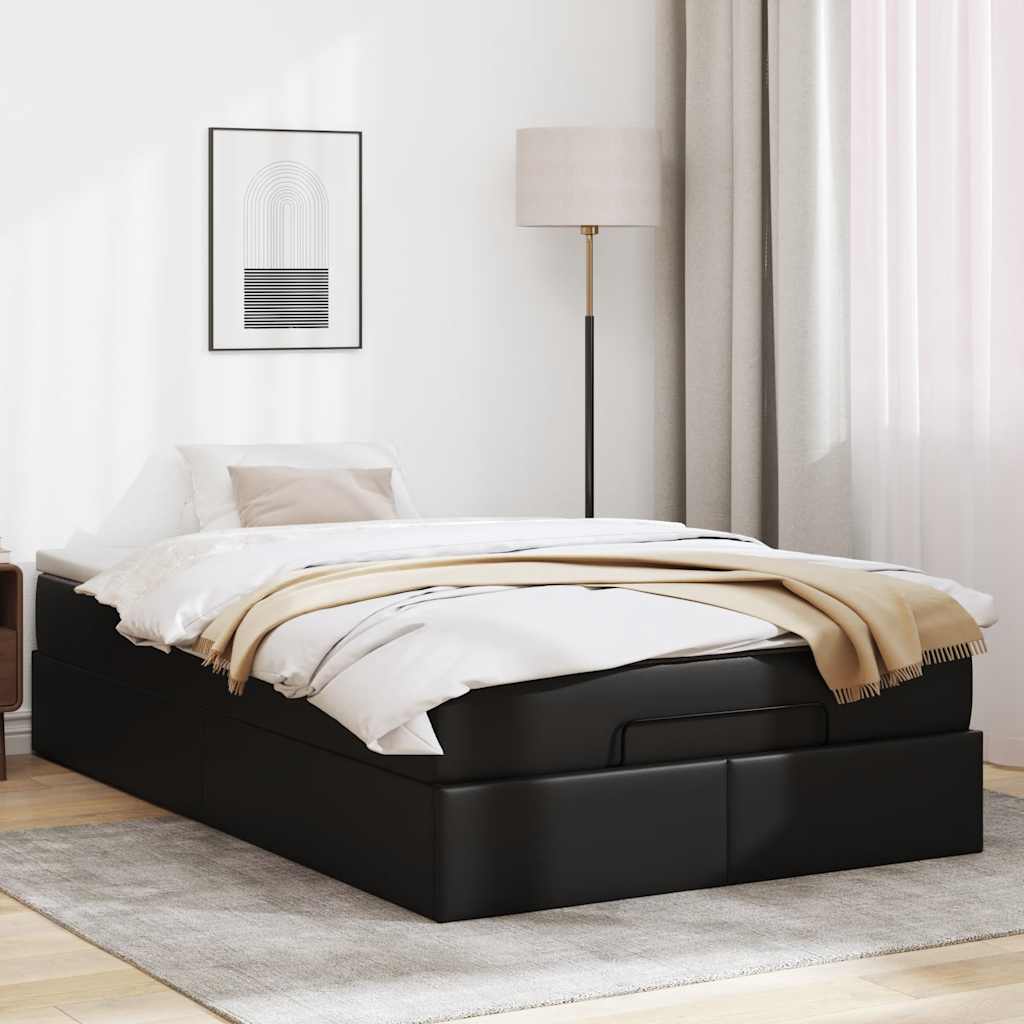 vidaXL Estructura cama otomana colchón cuero sintético negro 120x200cm