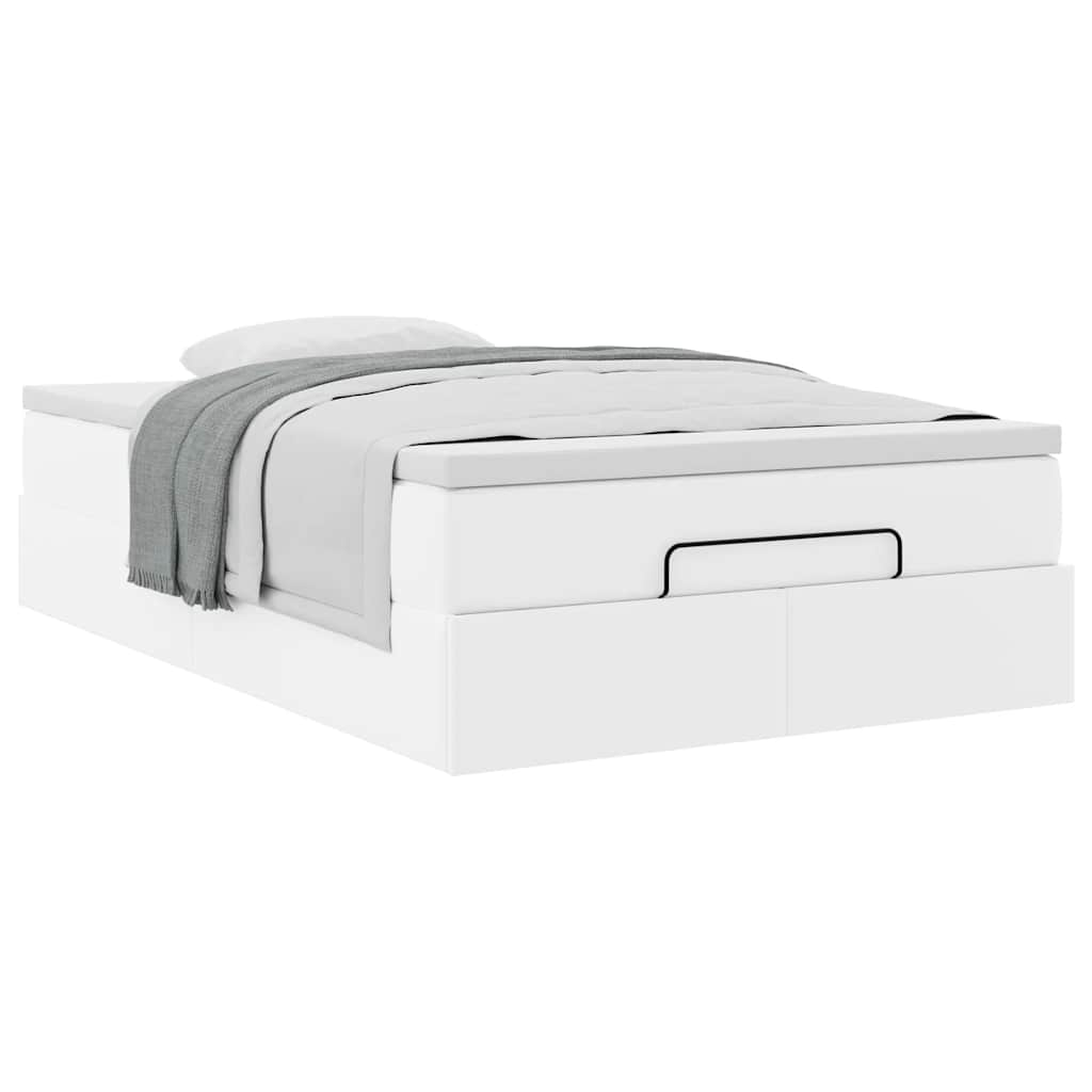 vidaXL Estructura cama otomana colchón cuero sintético blanco