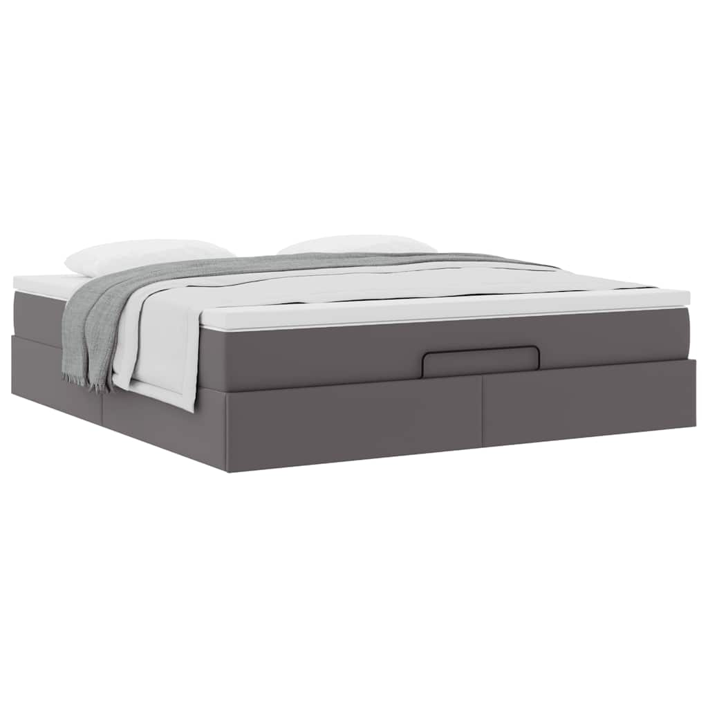 vidaXL Estructura cama otomana colchón cuero sintético gris 160x200cm