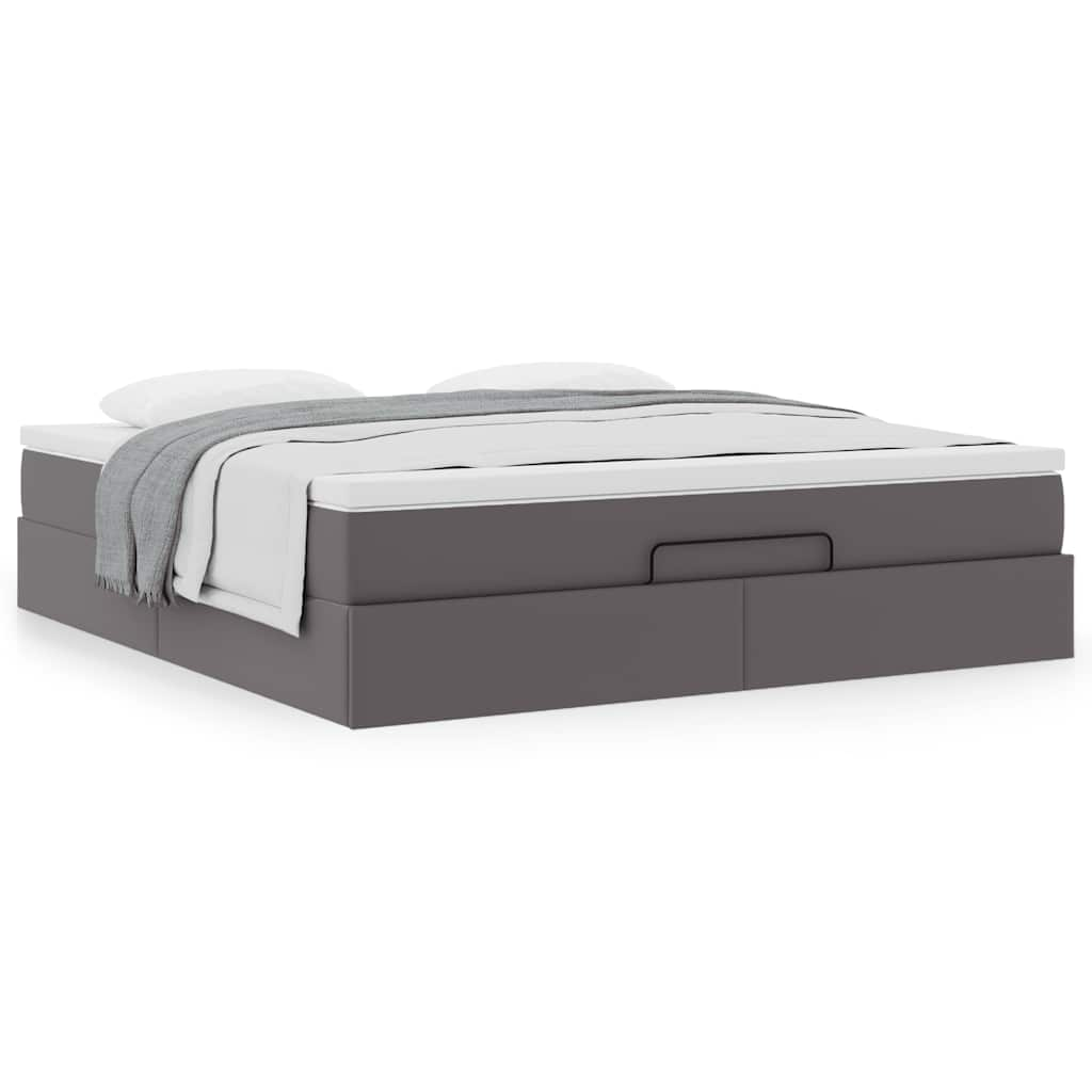 vidaXL Estructura cama otomana colchón cuero sintético gris 160x200cm