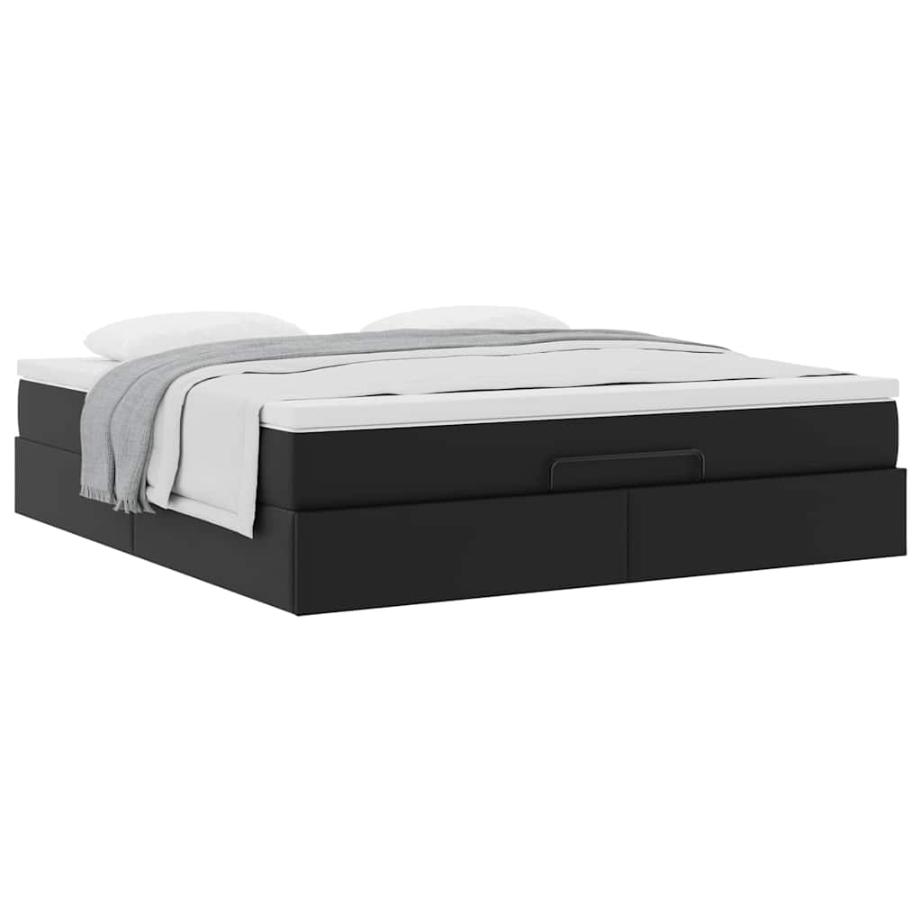 vidaXL Estructura cama otomana colchón cuero sintético negro 180x200cm