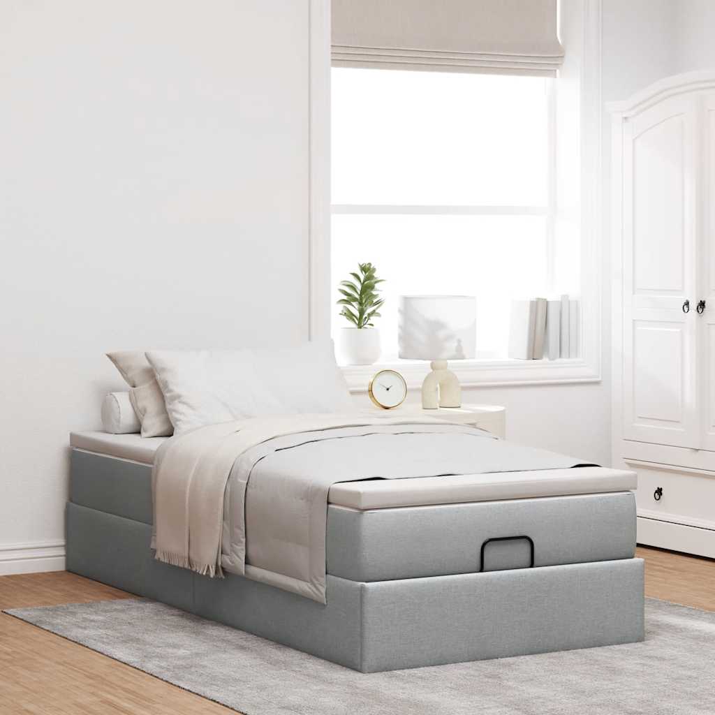 vidaXL Estructura de cama otomana con colchón tela gris claro 80x200cm