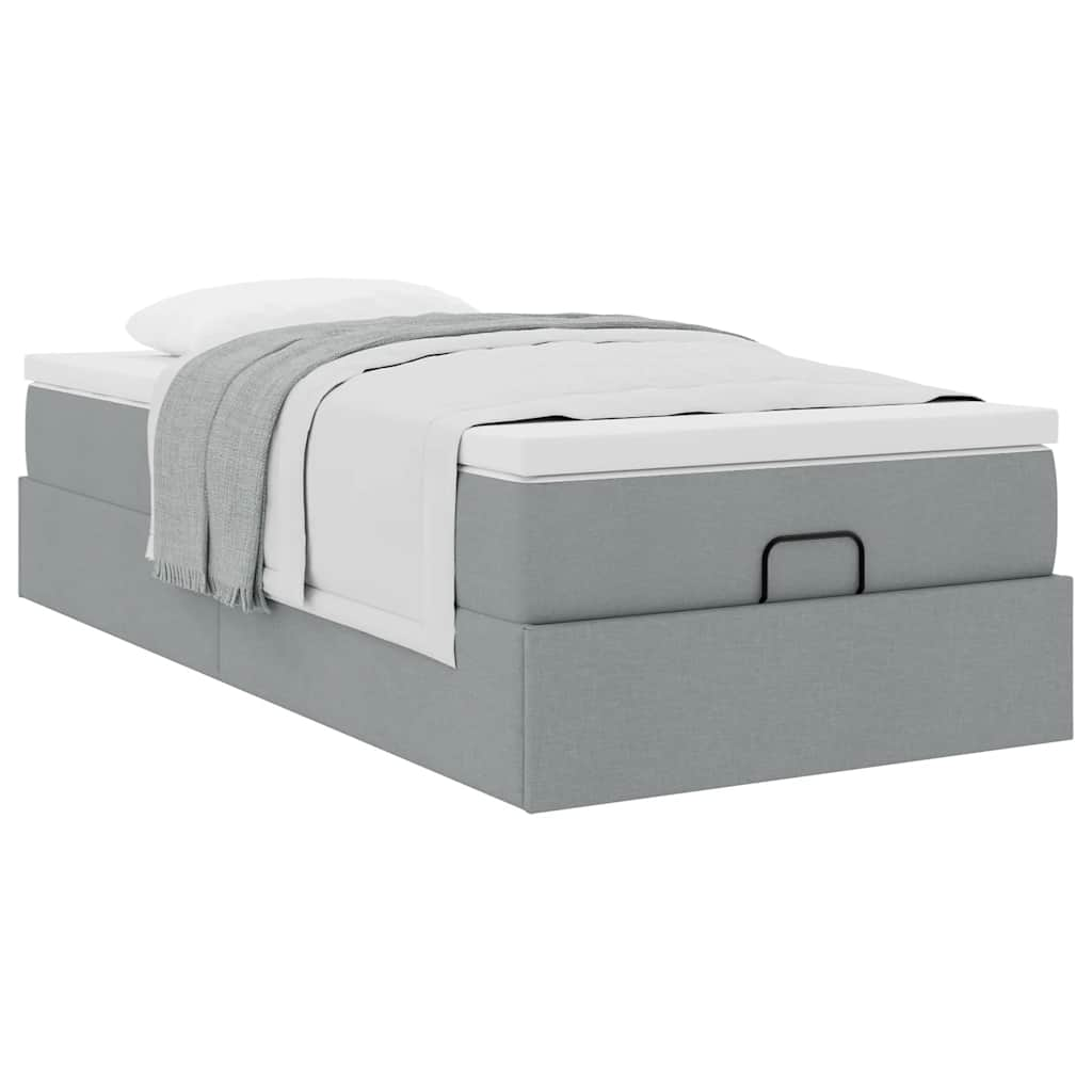 vidaXL Estructura de cama otomana con colchón tela gris claro 80x200cm