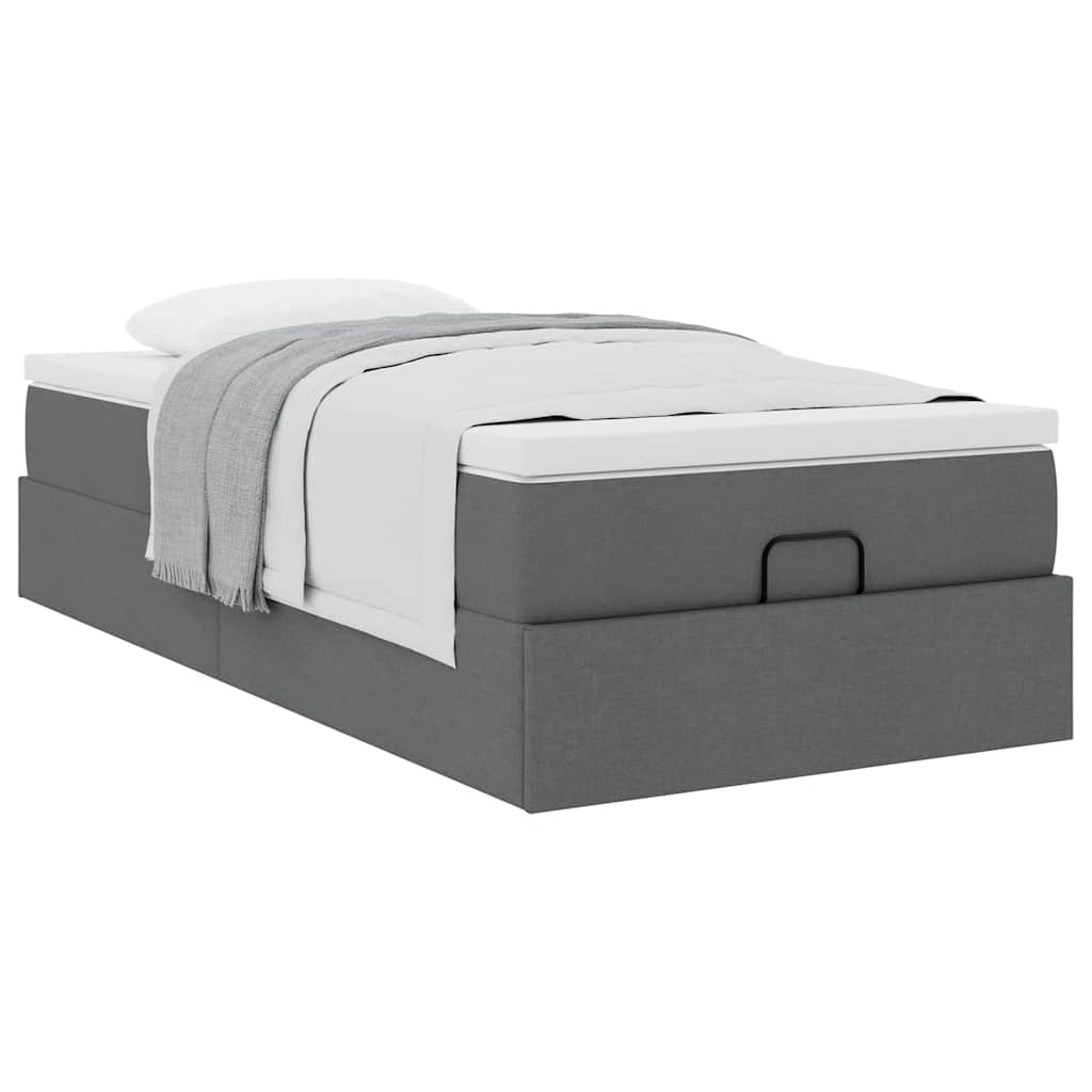 vidaXL Estructura cama otomana colchón tela gris oscuro 80x200cm