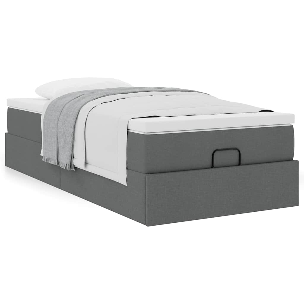 vidaXL Estructura cama otomana colchón tela gris oscuro 80x200cm