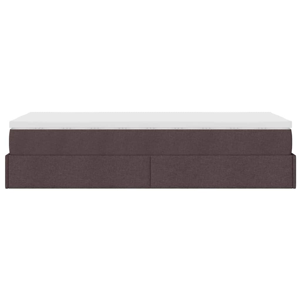 vidaXL Estructura cama otomana colchón tela marrón oscuro 80x200cm