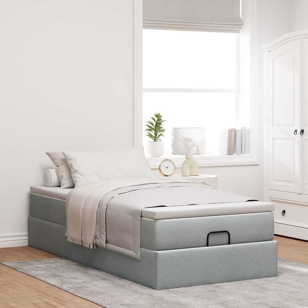 vidaXL Estructura de cama otomana con colchón tela gris claro 90x190cm