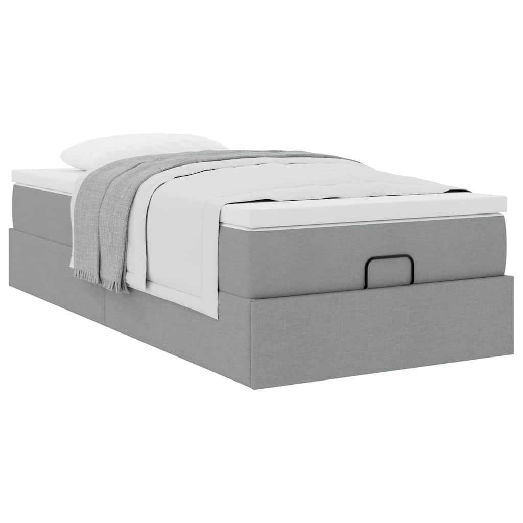 vidaXL Estructura de cama otomana con colchón tela gris claro 90x190cm