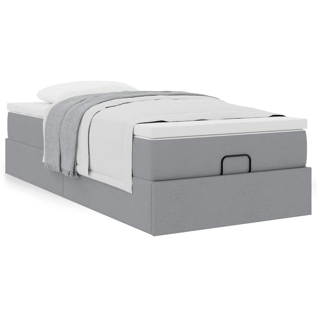 vidaXL Estructura de cama otomana con colchón tela gris claro 90x190cm