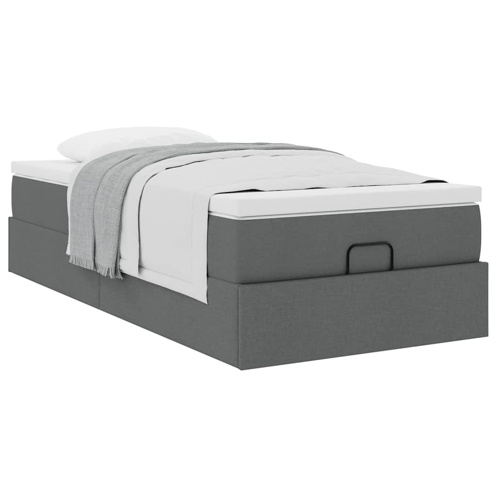 vidaXL Estructura cama otomana colchón tela gris oscuro 90x190cm