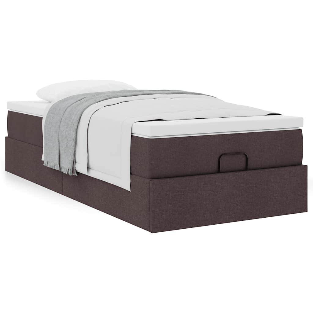 vidaXL Estructura cama otomana colchón tela marrón oscuro 90x190 cm