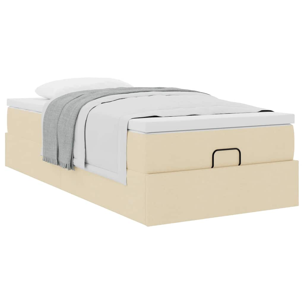 vidaXL Estructura de cama otomana con colchón tela crema 90x190cm