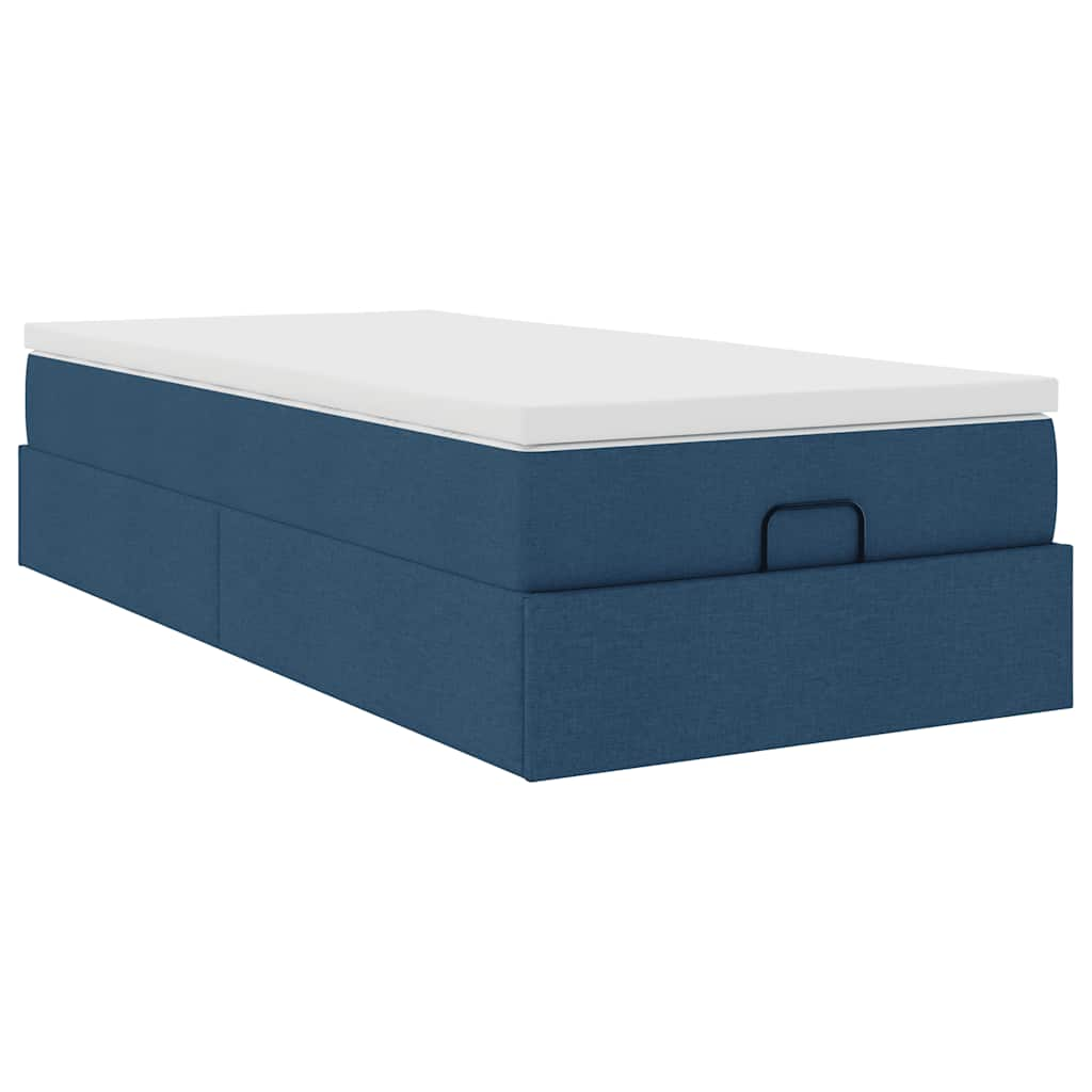 vidaXL Estructura de cama otomana con colchón tela azul 90x190 cm