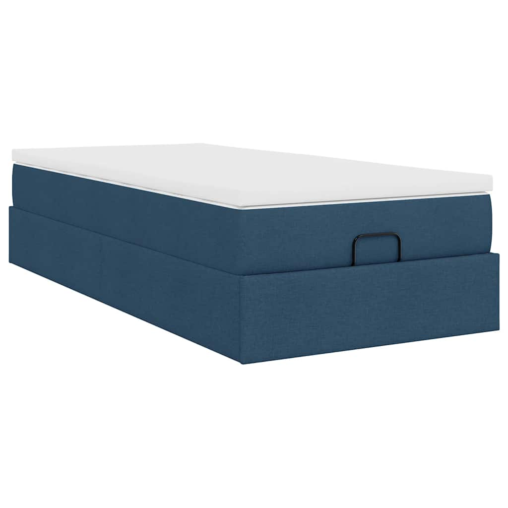 vidaXL Estructura de cama otomana con colchón tela azul 90x190 cm