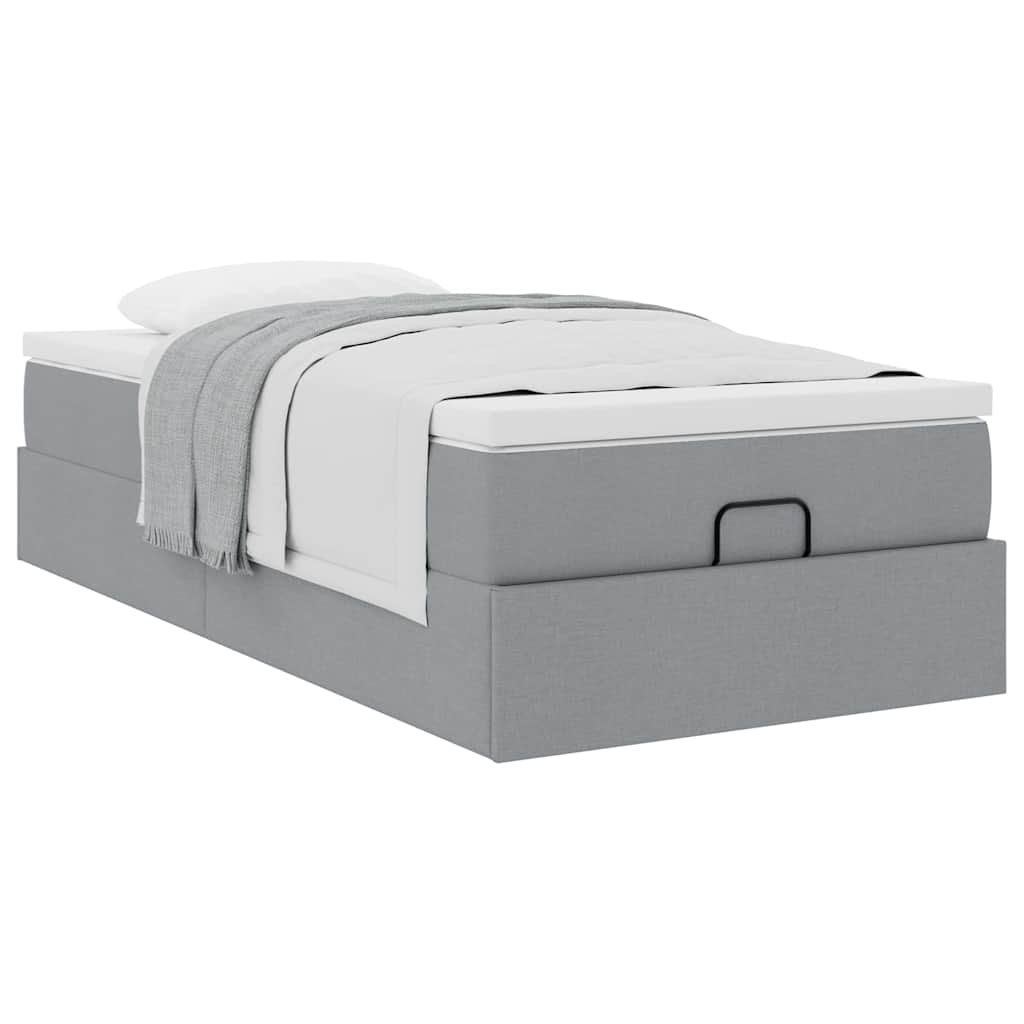 vidaXL Estructura de cama otomana con colchón tela gris claro 90x200cm