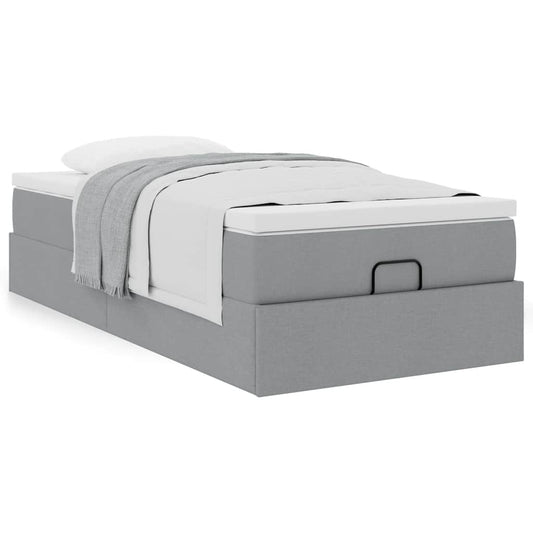 vidaXL Estructura de cama otomana con colchón tela gris claro 90x200cm