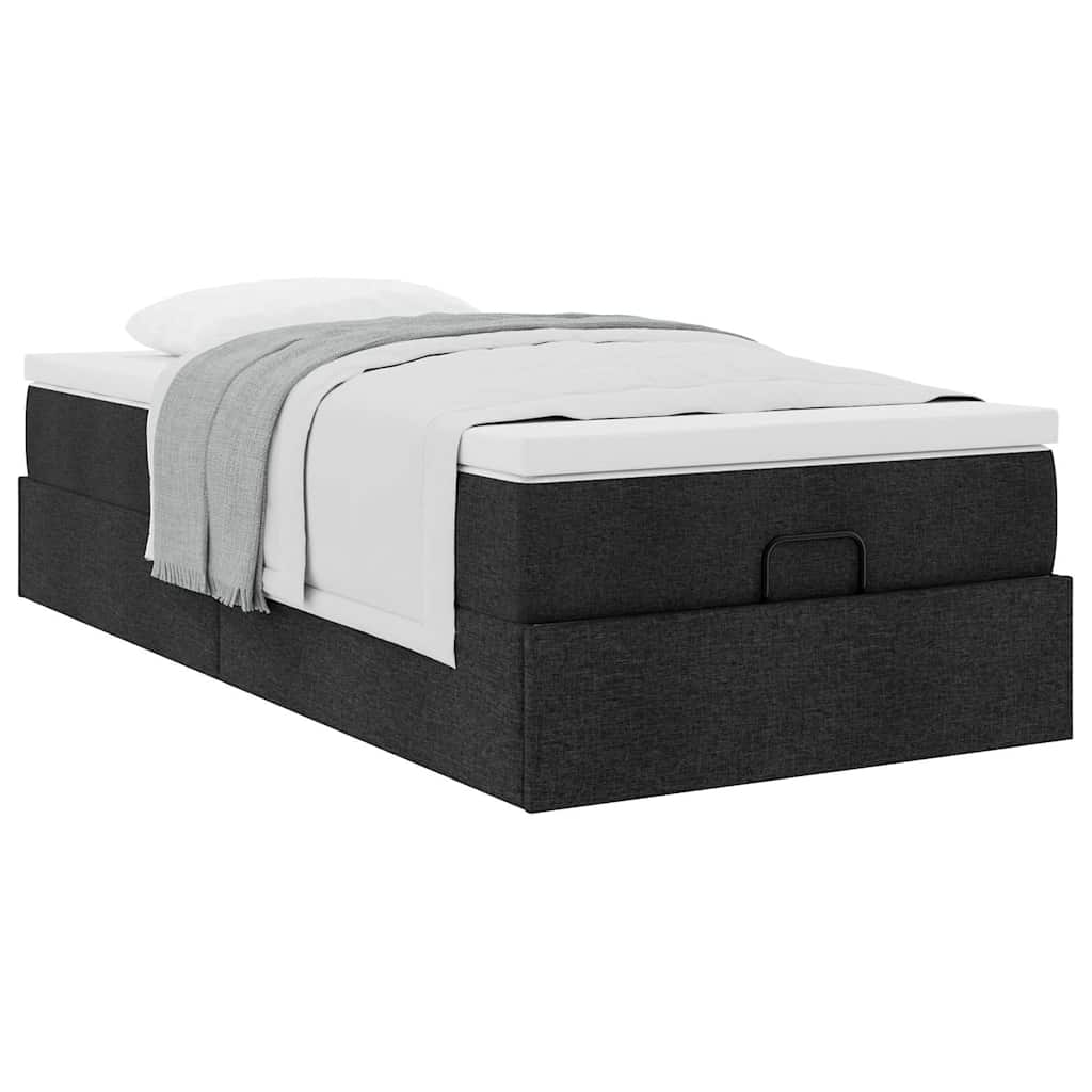 vidaXL Estructura cama otomana colchón tela negro 90x200 cm