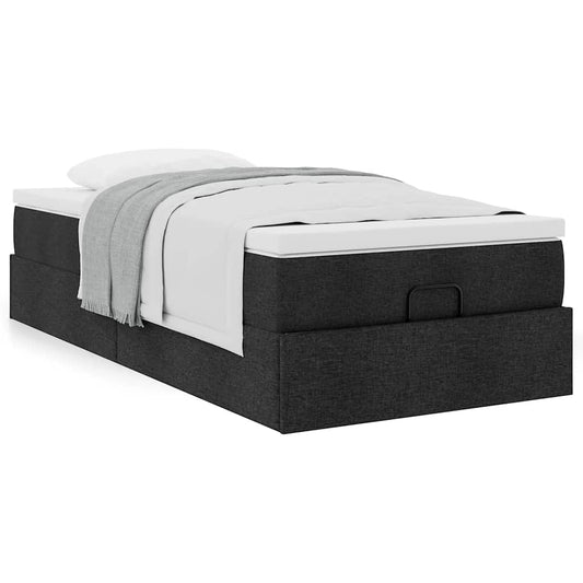 vidaXL Estructura cama otomana colchón tela negro 90x200 cm