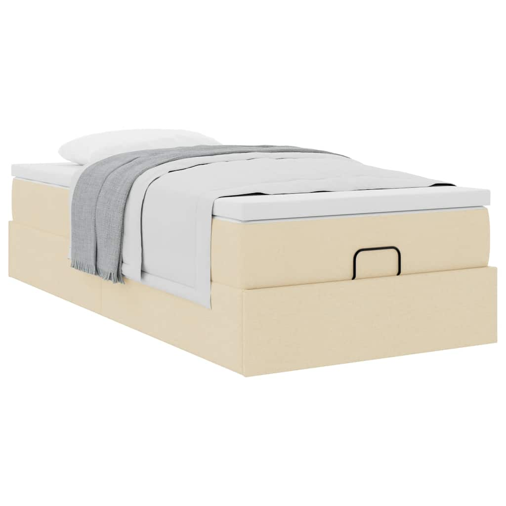 vidaXL Estructura de cama otomana con colchón tela crema 90x200cm