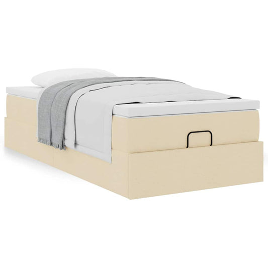 vidaXL Estructura de cama otomana con colchón tela crema 90x200cm