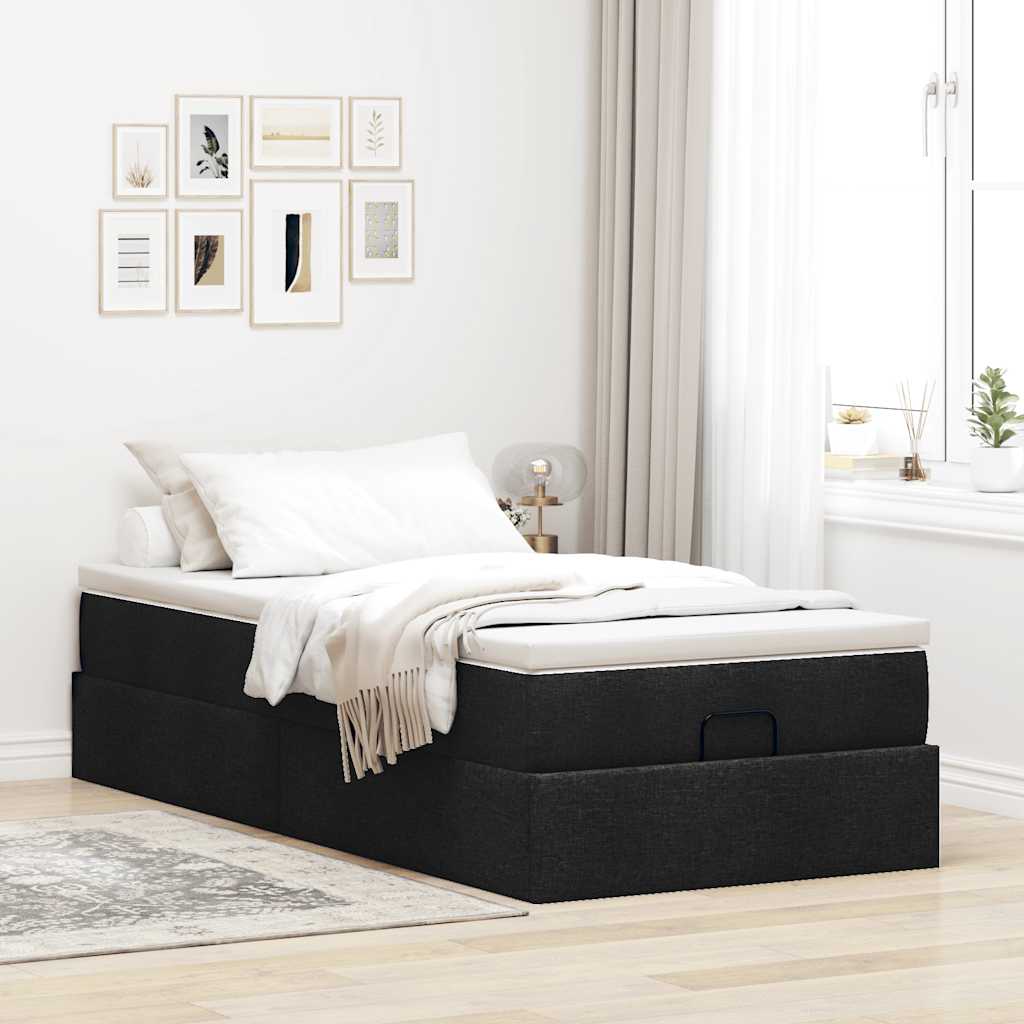 vidaXL Estructura de cama otomana colchón tela negro 100x200cm