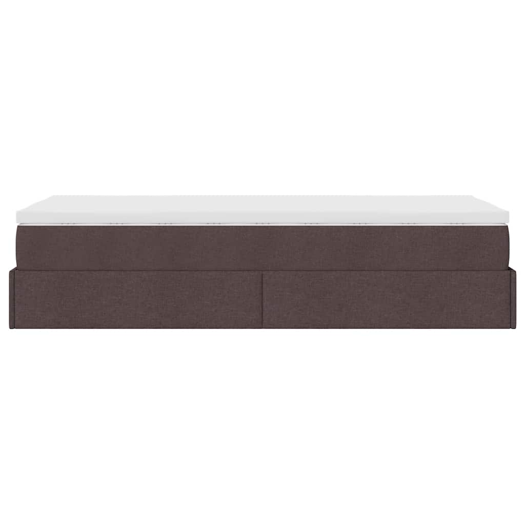 vidaXL Estructura de cama otomana colchón tela marrón oscuro 100x200cm