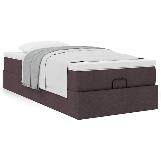 vidaXL Estructura de cama otomana colchón tela marrón oscuro 100x200cm