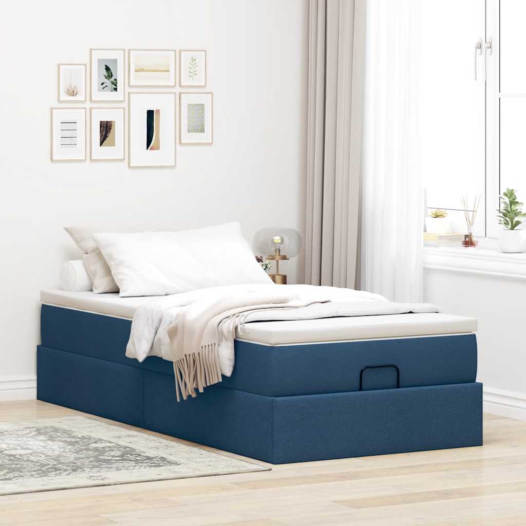 vidaXL Estructura de cama otomana con colchón tela azul 100x200cm