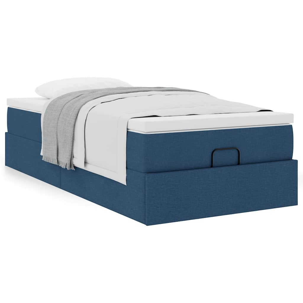 vidaXL Estructura de cama otomana con colchón tela azul 100x200cm