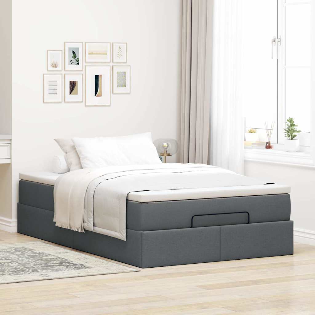 vidaXL Estructura de cama otomana colchón tela gris oscuro