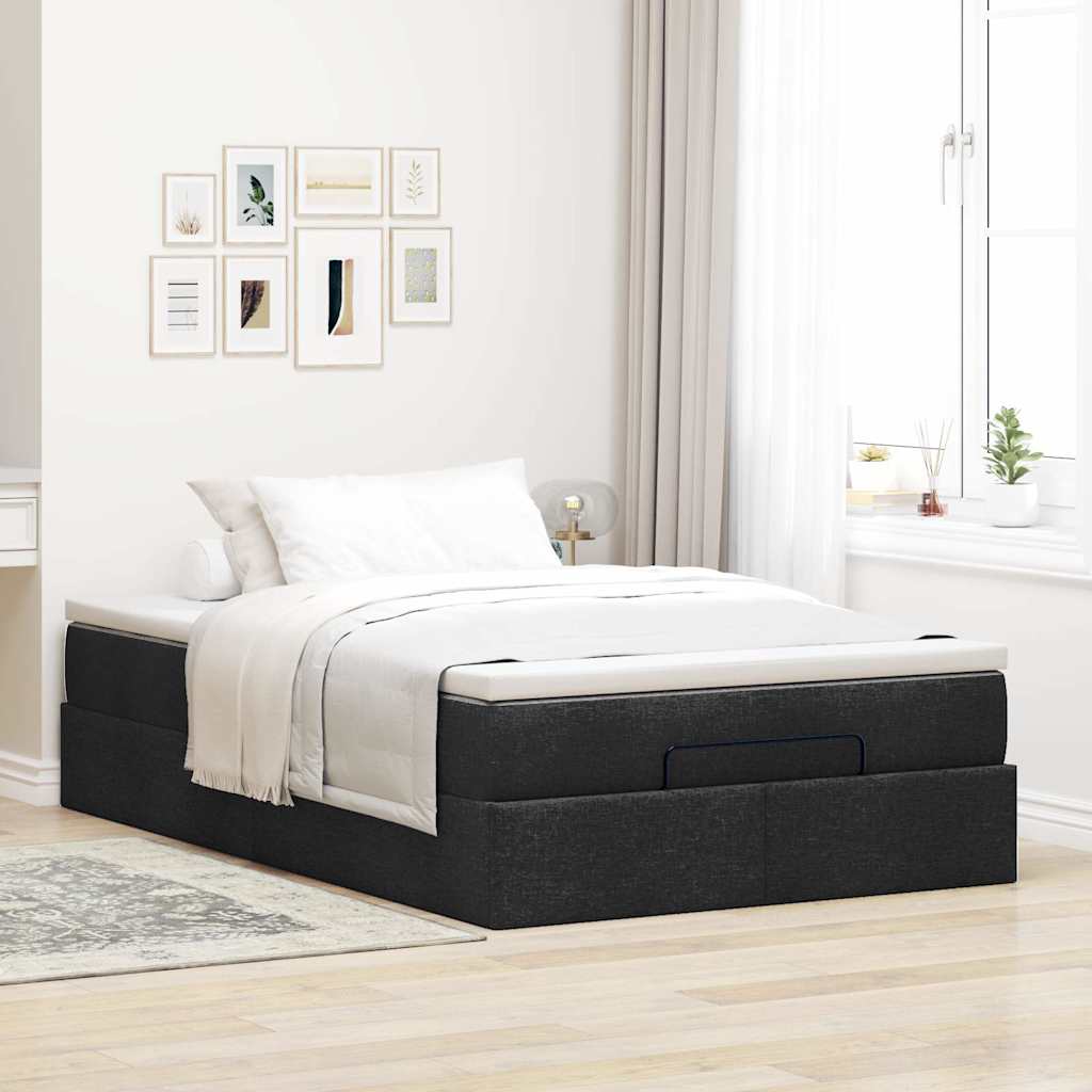 vidaXL Estructura de cama otomana colchón tela negro