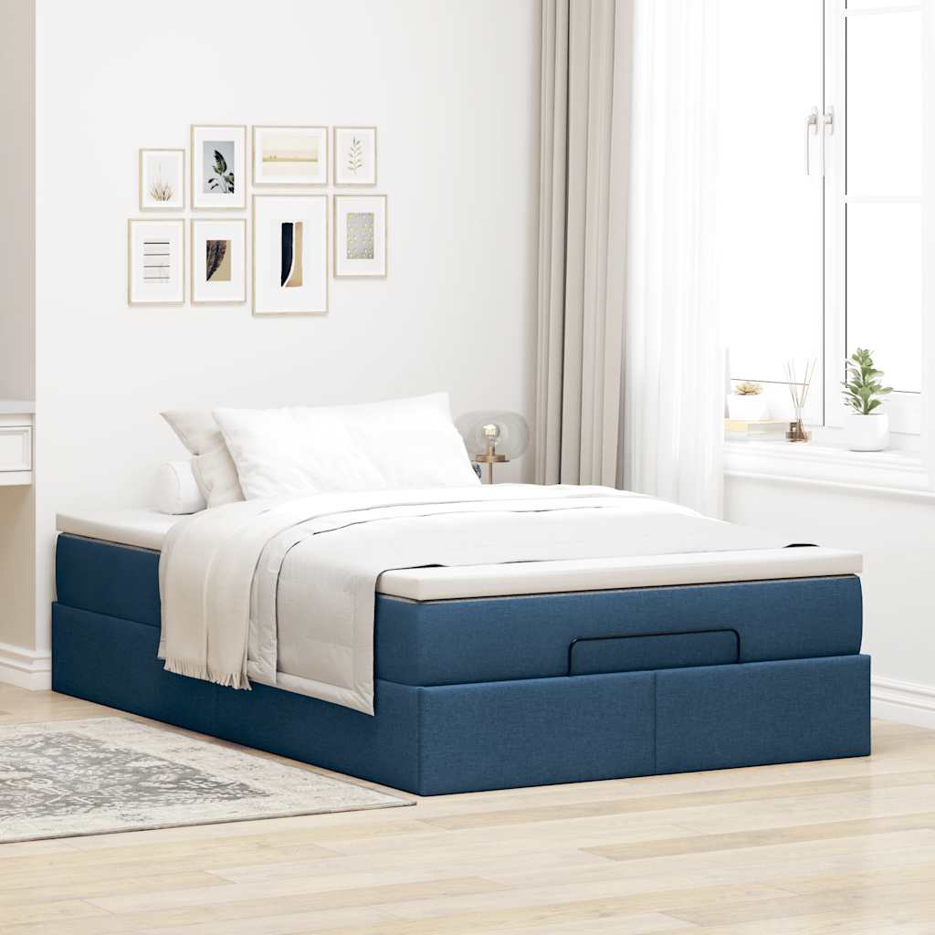 vidaXL Estructura de cama otomana colchón tela azul 120x190 cm