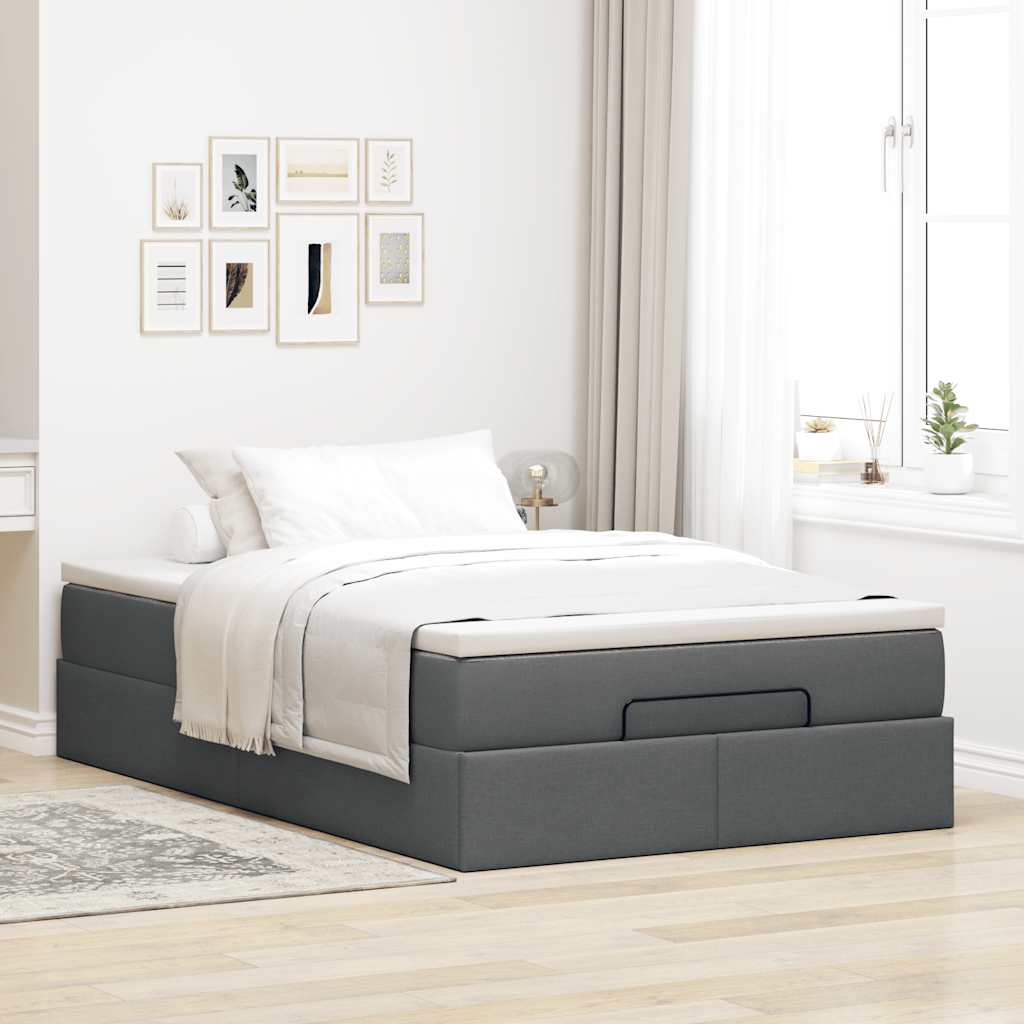 vidaXL Estructura cama otomana colchón tela gris oscuro 120x200cm