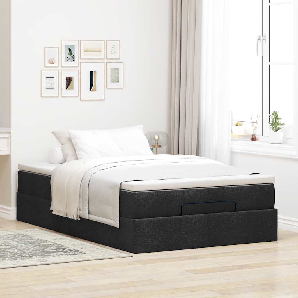 vidaXL Estructura cama otomana colchón tela negro 120x200cm