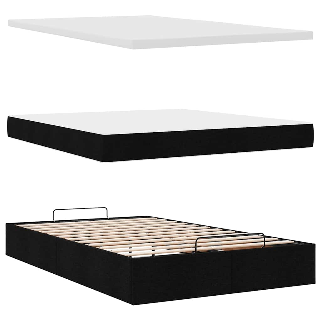 vidaXL Estructura cama otomana colchón tela negro 120x200cm