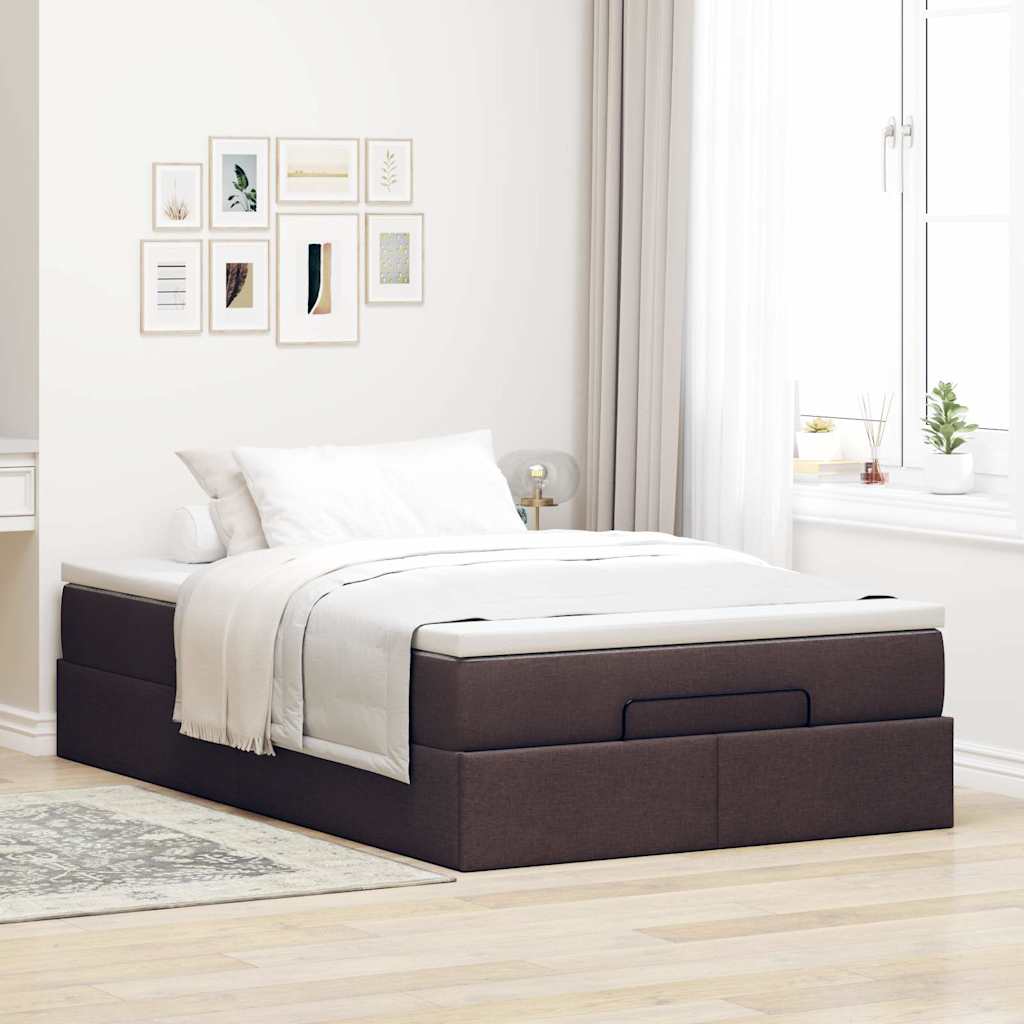 vidaXL Estructura cama otomana colchón tela marrón oscuro 120x200cm