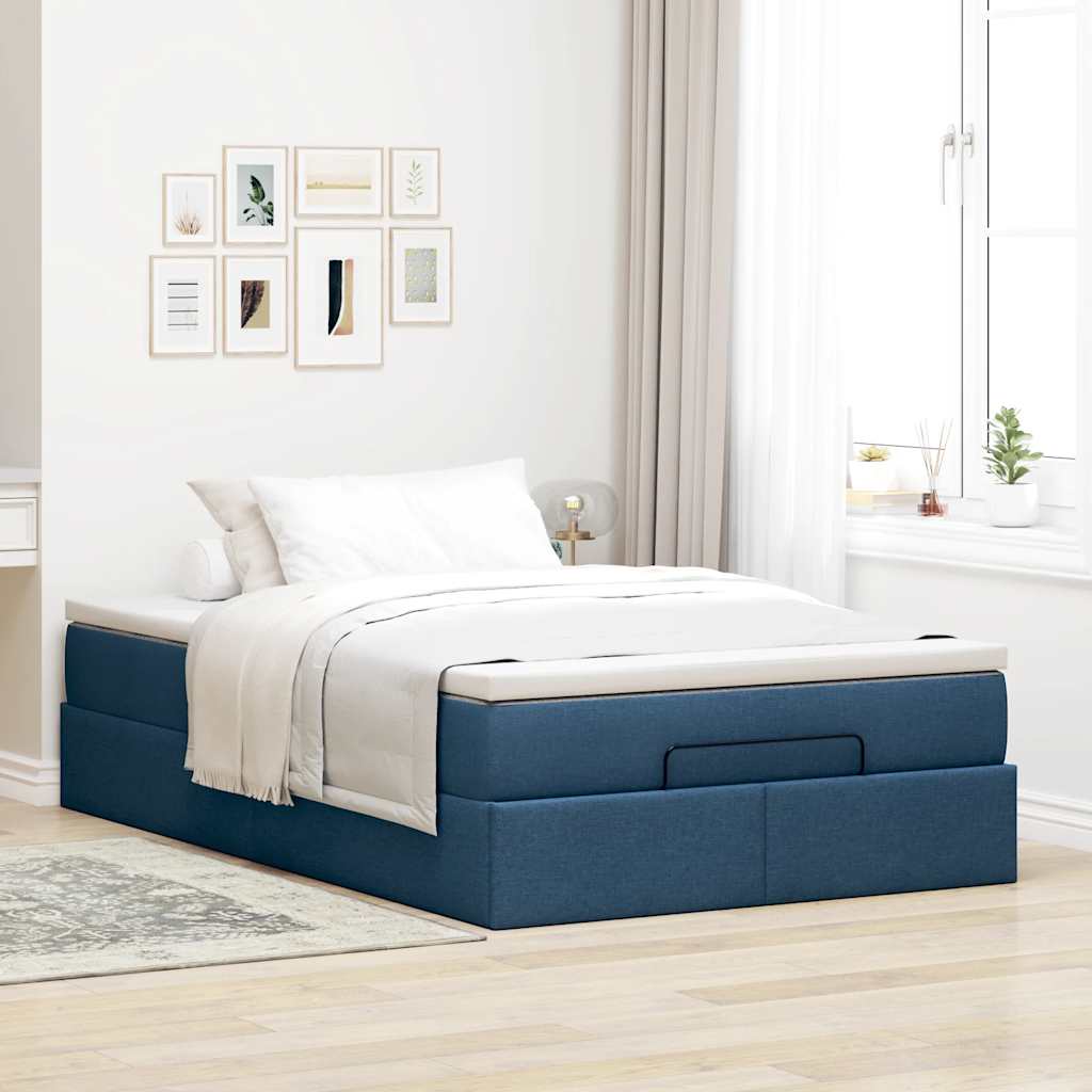 vidaXL Estructura de cama otomana con colchón tela azul 120x200cm