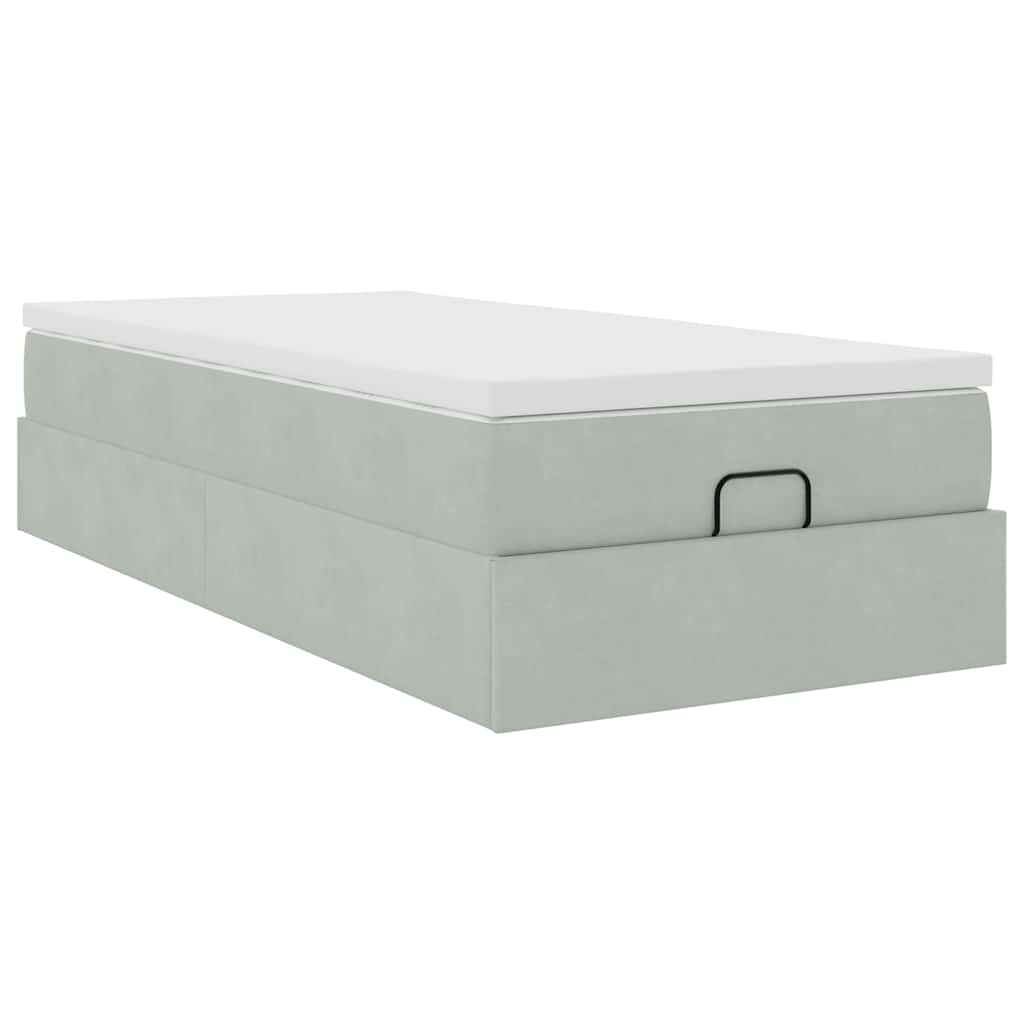 vidaXL Estructura cama otomana colchón terciopelo gris claro 80x200cm