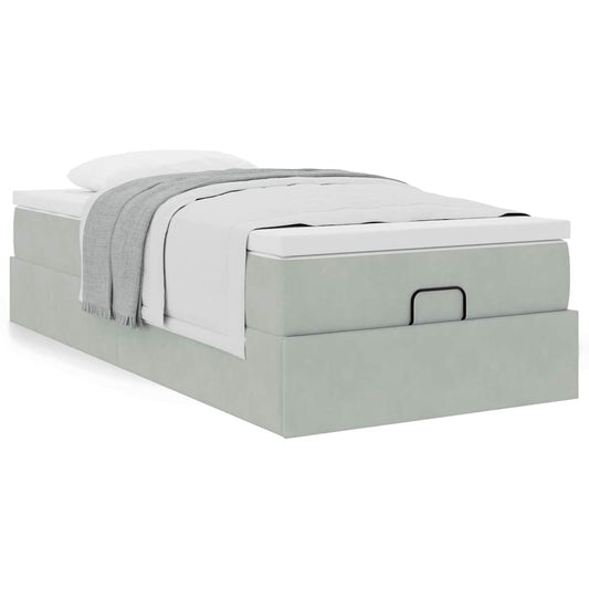 vidaXL Estructura cama otomana colchón terciopelo gris claro 80x200cm