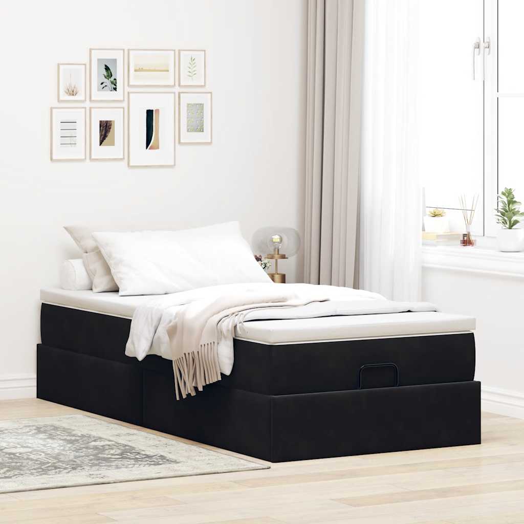 vidaXL Estructura cama otomana colchón terciopelo negra 80x200cm